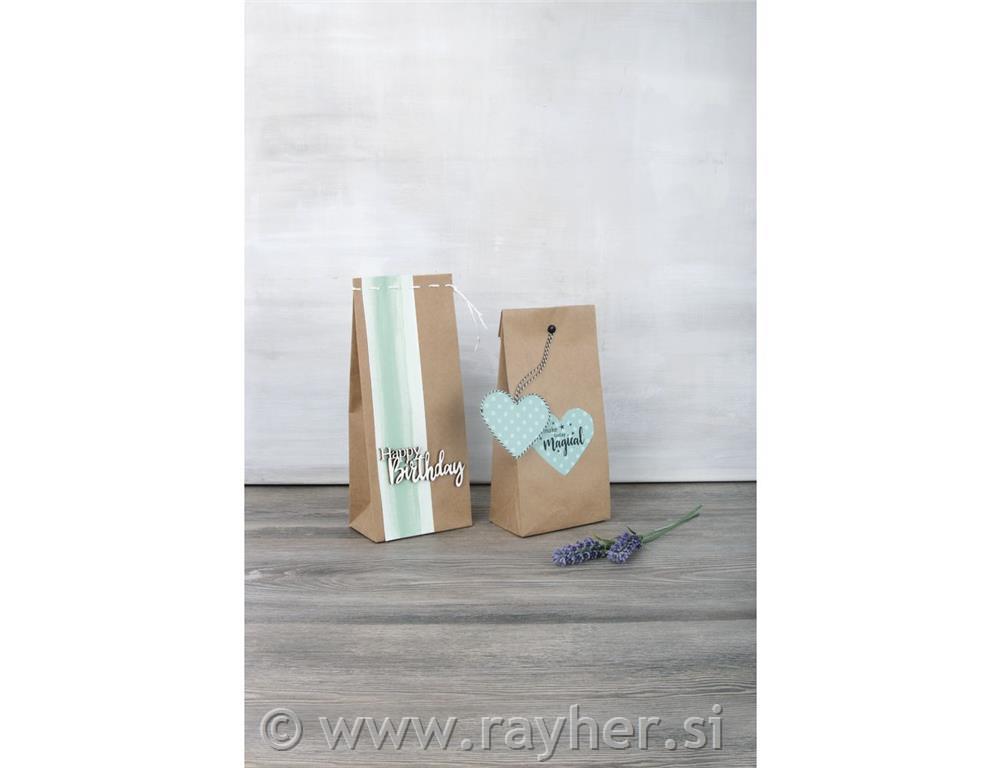 Paper block-bottom bag10x24x6cm, 80g/m2, tab-bag 25pcskraft