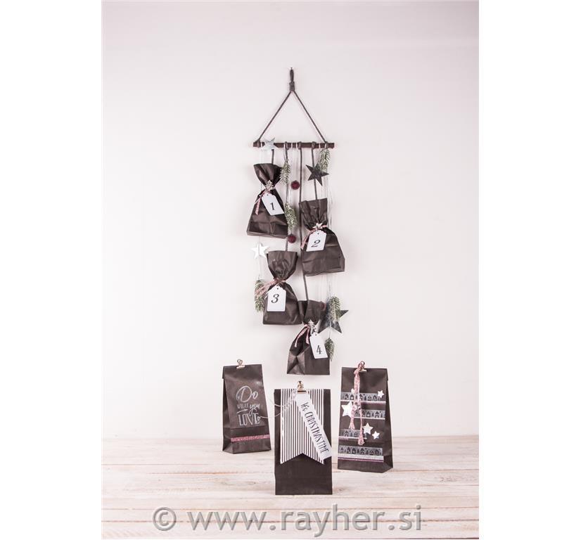 Papirnata vrečke, 10x24x6cm, 80g, 25 kosov, črne