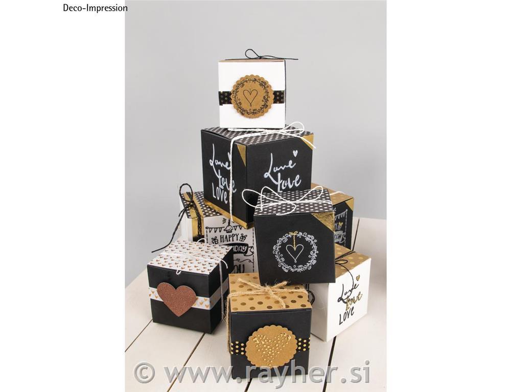 Škatle papirnate zložljive, 10x10x10 cm, 3 kosi, črna