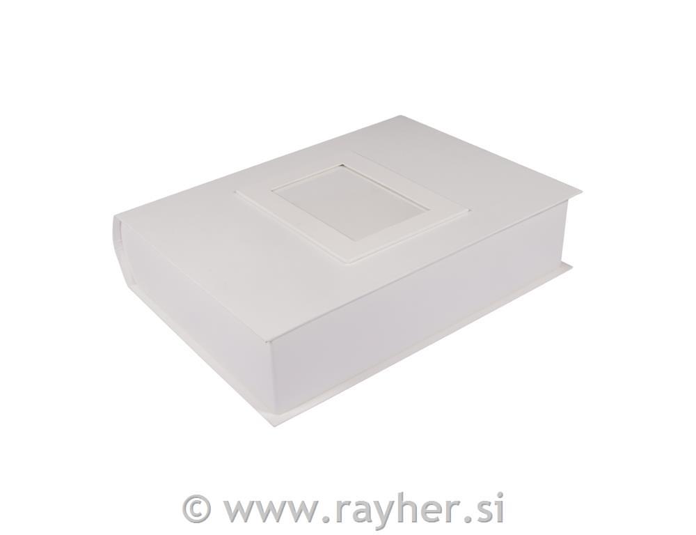 Škatla iz papirne mase "Knjiga", bela, 34x27x8cm