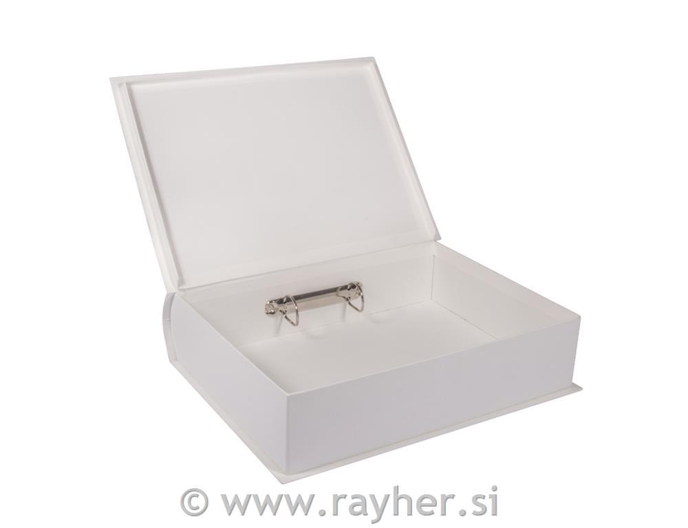 Škatla iz papirne mase "Knjiga", bela, 34x27x8cm