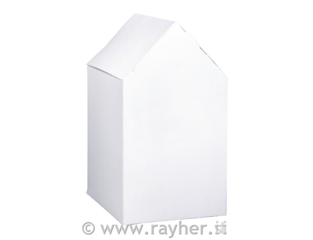 Škatle iz kartona, Hiške, bele, 7.5x7.5x14cm, set 12