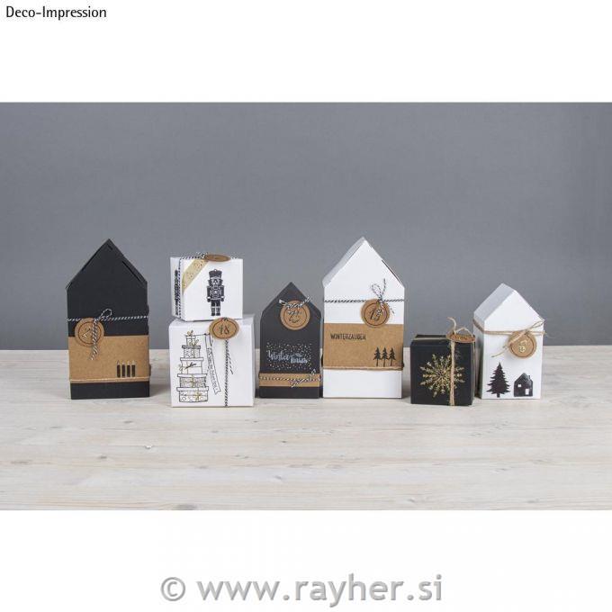 Škatle iz kartona, Hiške, bele, 10x7.5x20cm, set 3