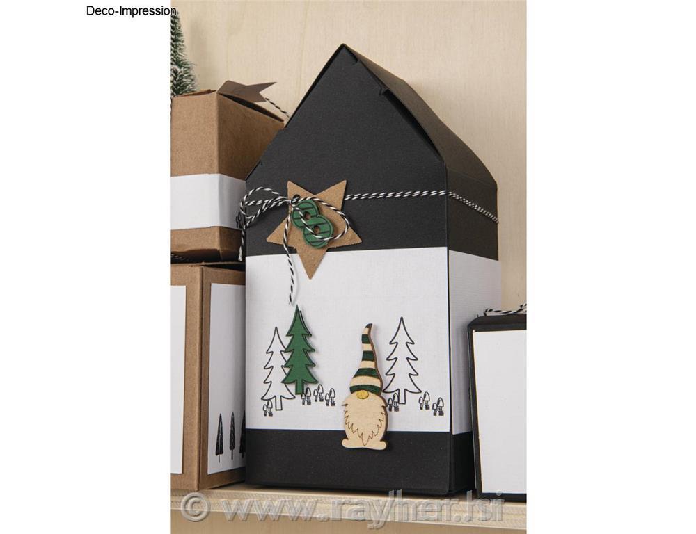 Škatle iz kartona, Hiške, črne, 10x7.5x20cm, set 3