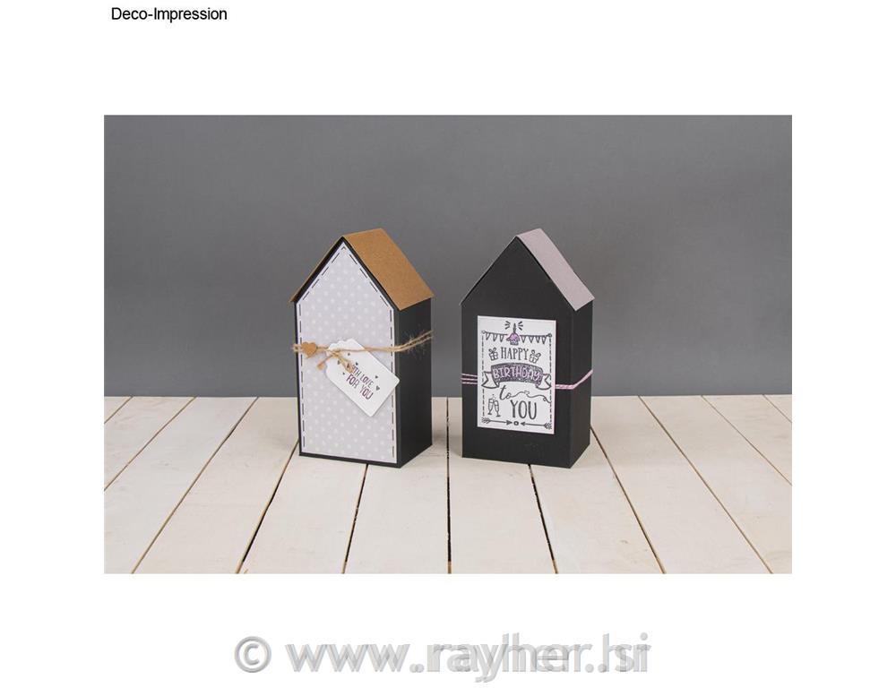 Škatle iz kartona, Hiške, črne, 10x7.5x20cm, set 3