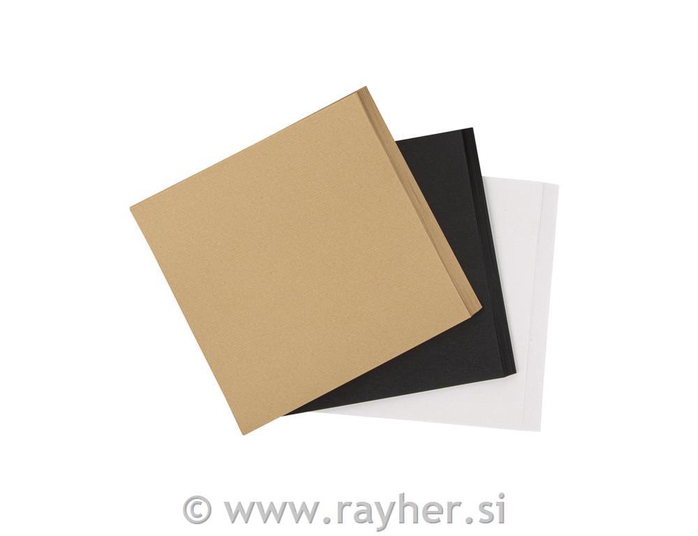 Origami papir 20x20 cm 100 kosov 80-100g črn, bel, naravn.b.