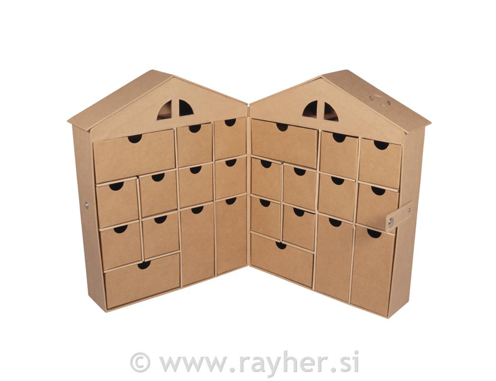 Paper-mâché Advent calendar 24x12x30,2cm