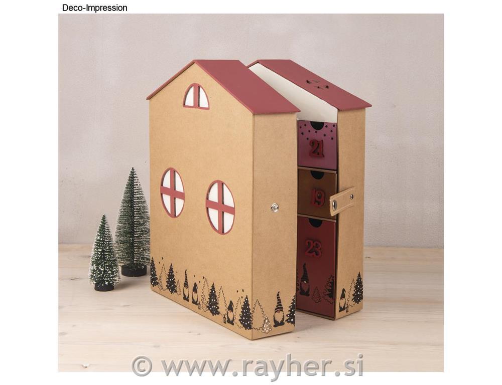 Paper-mâché Advent calendar 24x12x30,2cm