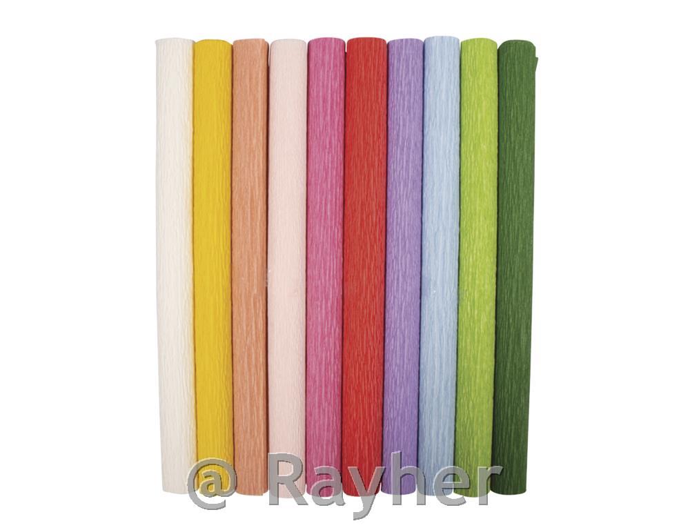Krep papir set , mešane barve set 10, 25 x 60 cm, 105 g/m