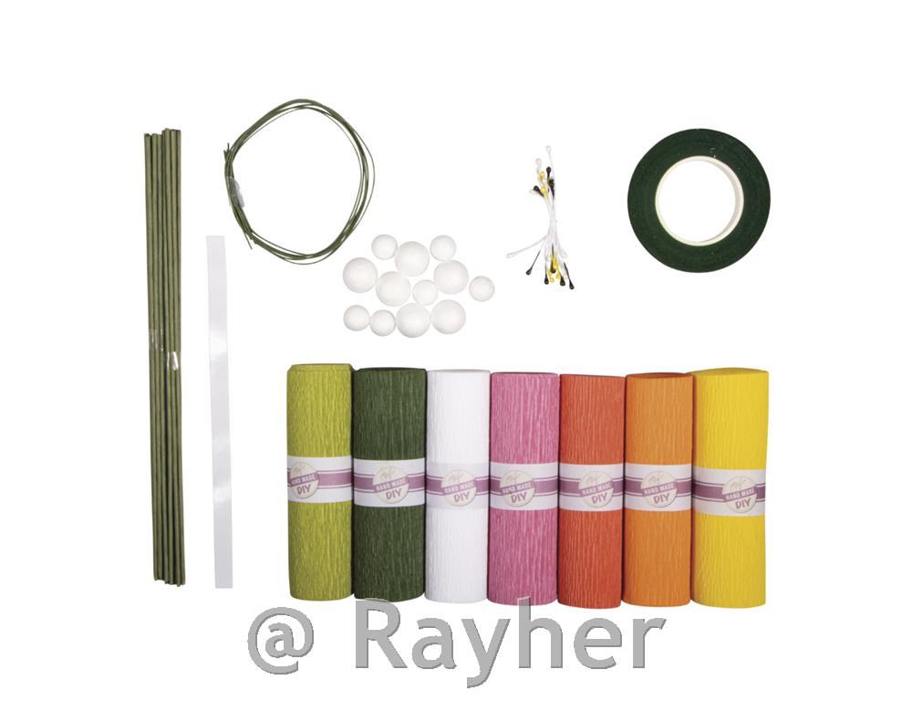 Set za izdelavo rož iz krep papirja, pastelne barve, 105 g/m