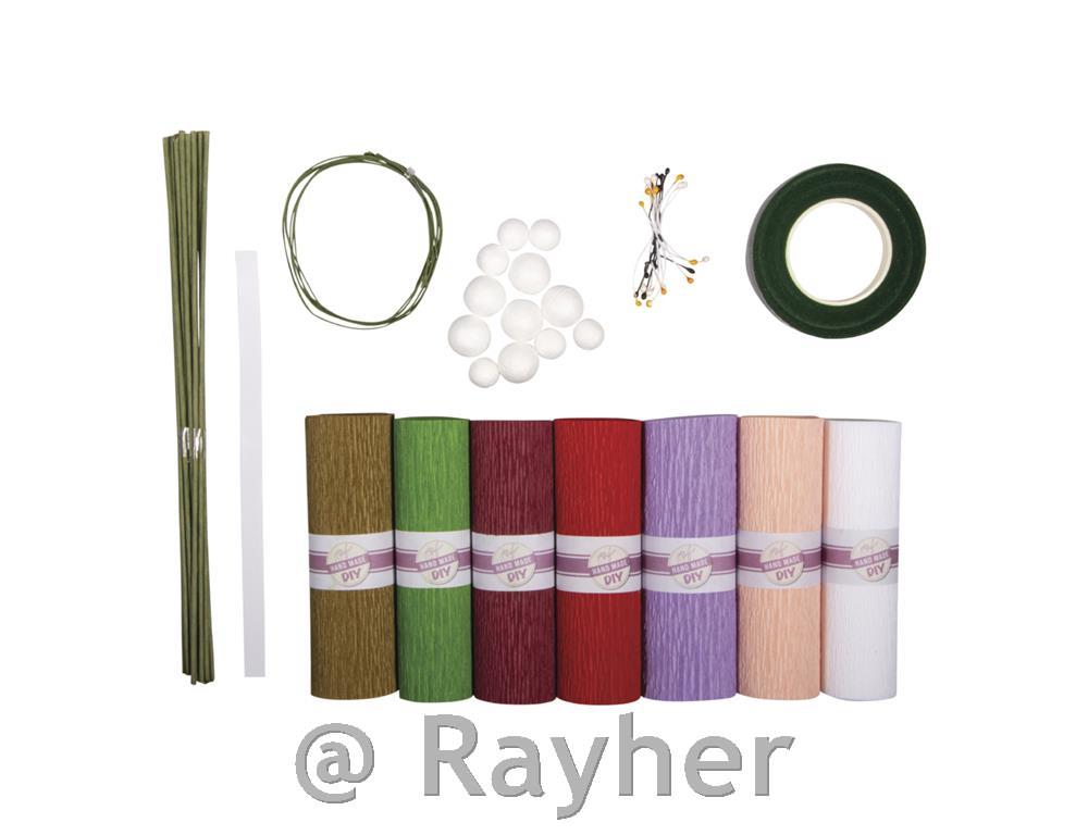 Set za izdelavo rož iz krep papirja, mešane barve, 105 g/m