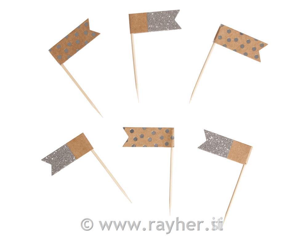 Flag picker assorted6.5cm, Flag: 4x1,5cm, tab-bag 12pc