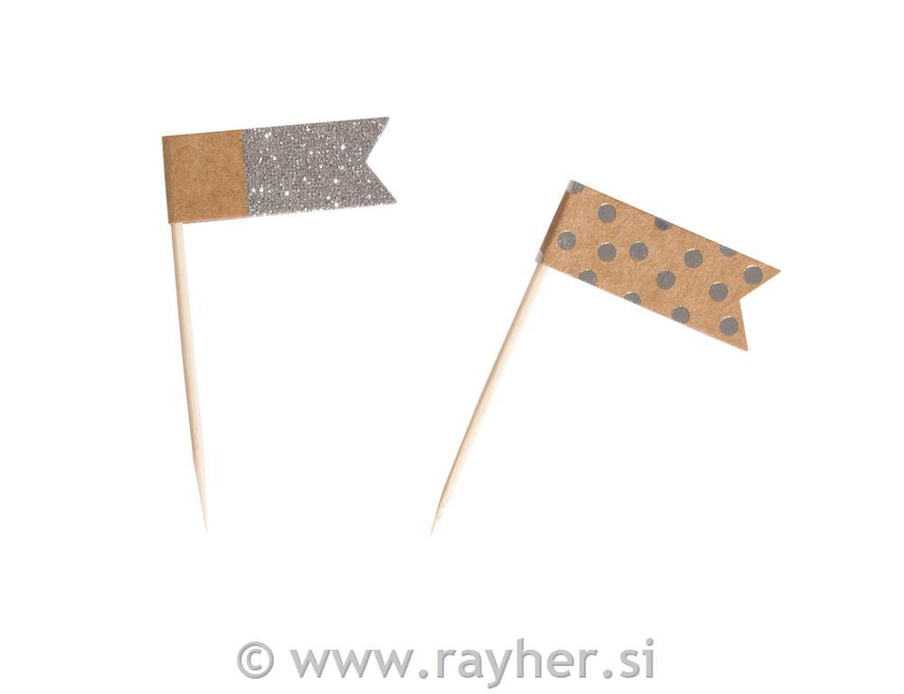 Flag picker assorted6.5cm, Flag: 4x1,5cm, tab-bag 12pc