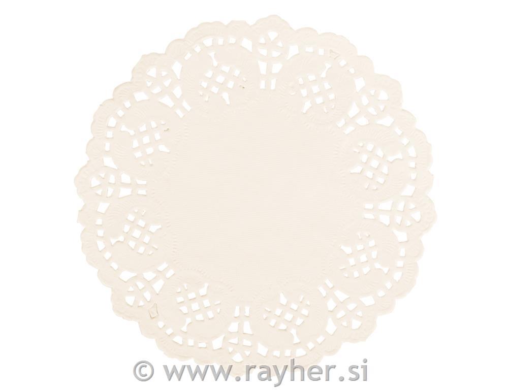 Lace paper round, 14cm , cream,30pcs