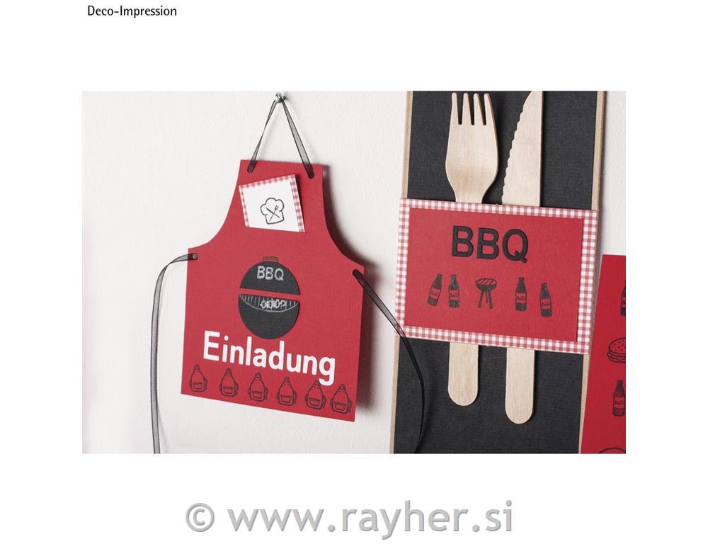 Mini set of wooden stamps "BBQ", 2cm o,2.5cm, box 10pcs