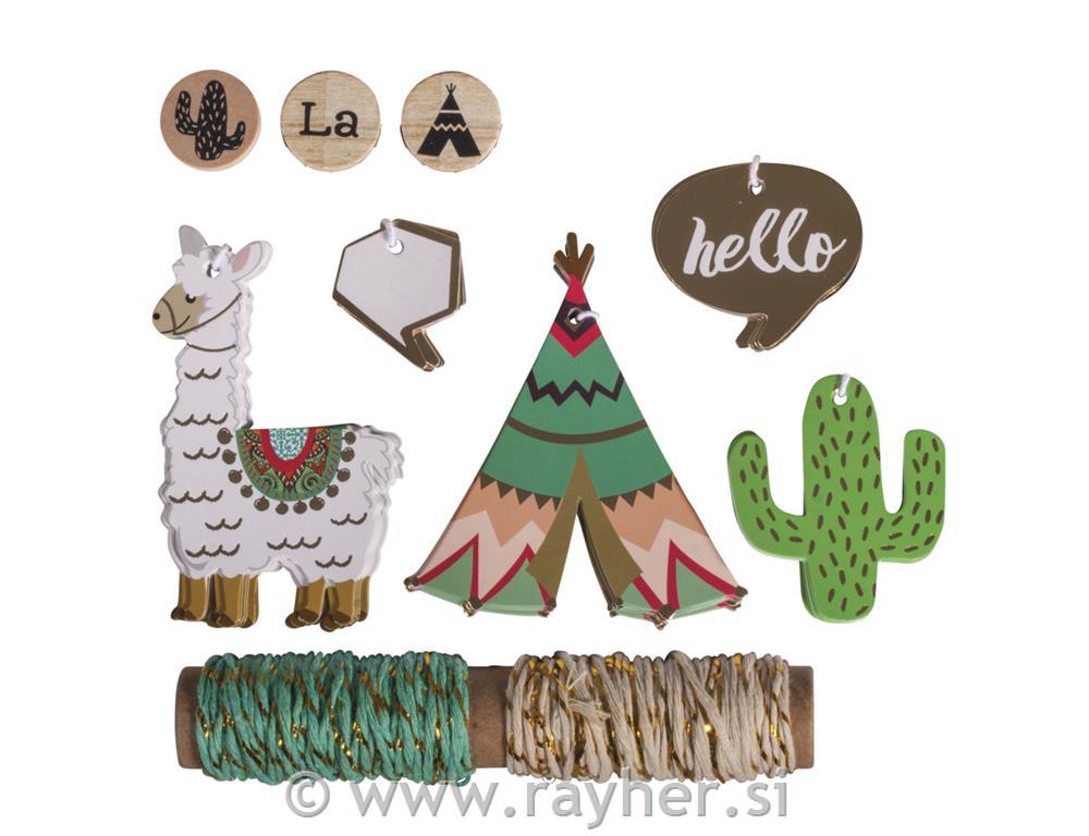 Set of gift tags Llama, Tags+string+stamp