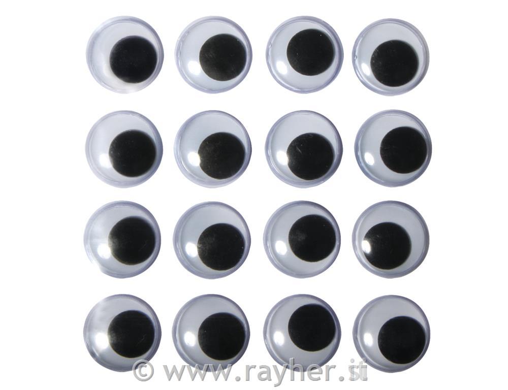 Očesa plastična, samolepljiva, 15mm ,16 kosov