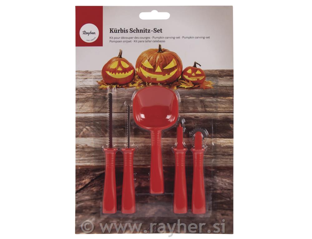 Rezila in pripomočki za izrezovanje buč, 5 kosov