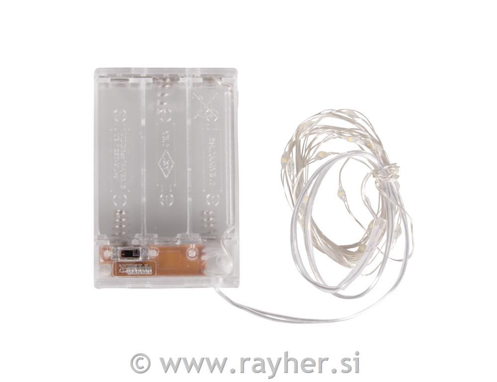 Mini LED lučke, 1,2m 10 lučk, na baterije s časovnikom