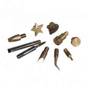 Additional wood burning tips, various designs, tab-blister 10pcs