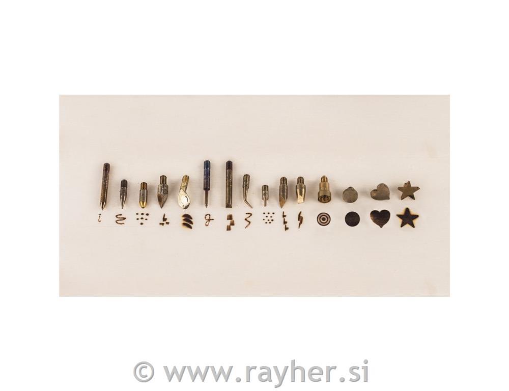 Additional wood burning tips, various designs, tab-blister 10pcs