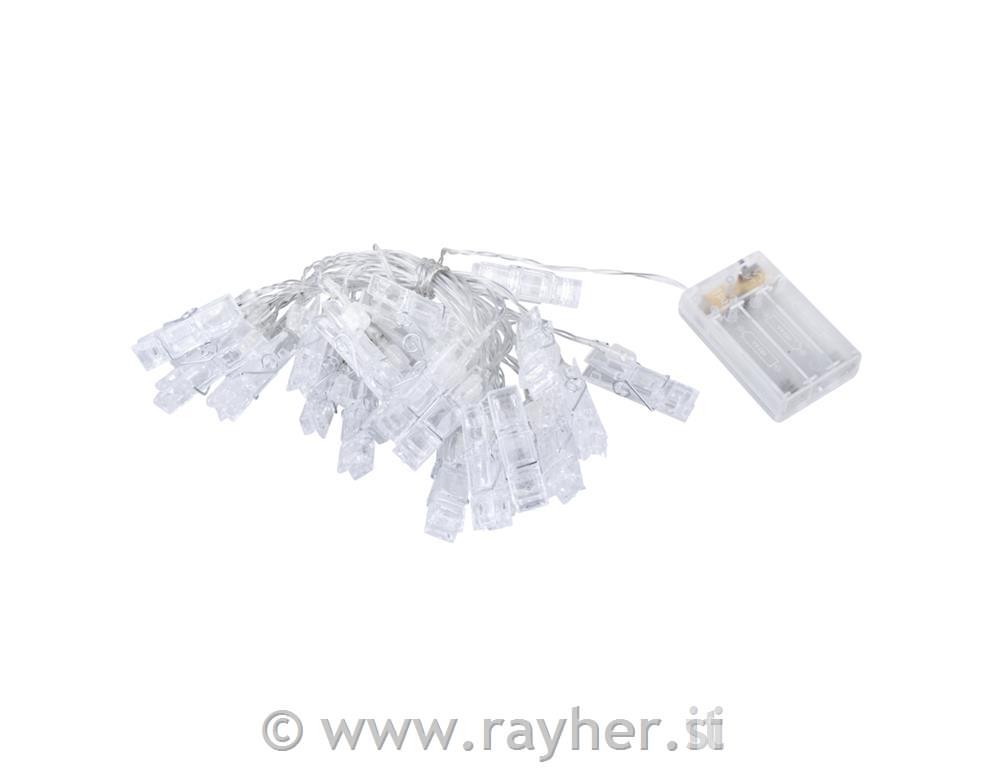 Lučke LED (25x) s ščipalkami, rum.svetloba, 390cm