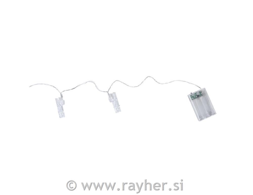 Lučke LED (25x) s ščipalkami, rum.svetloba, 390cm