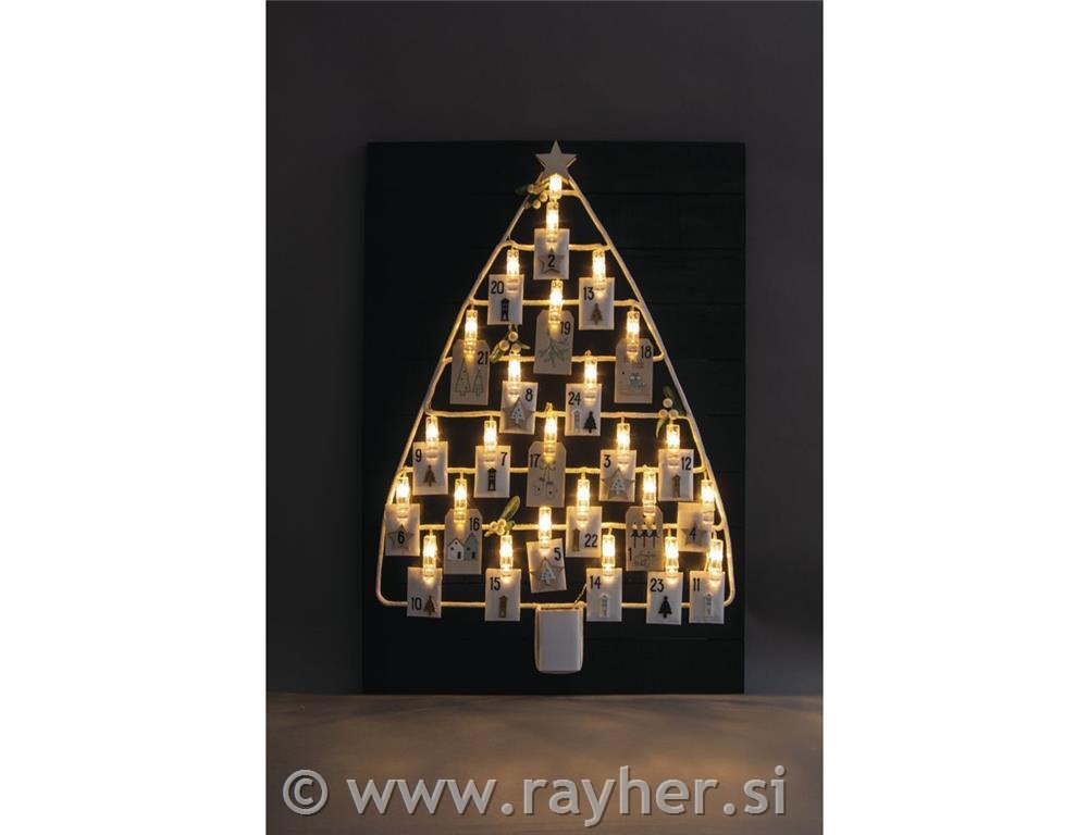 Lučke LED (25x) s ščipalkami, rum.svetloba, 390cm