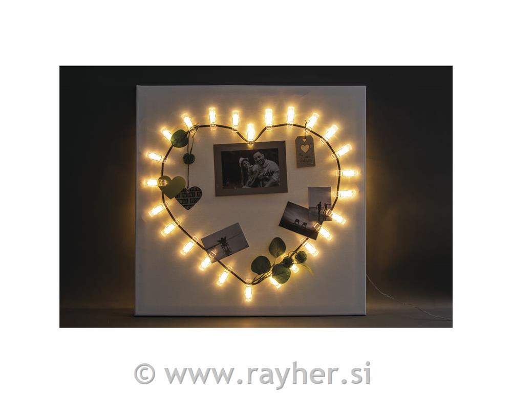 Lučke LED (25x) s ščipalkami, rum.svetloba, 390cm