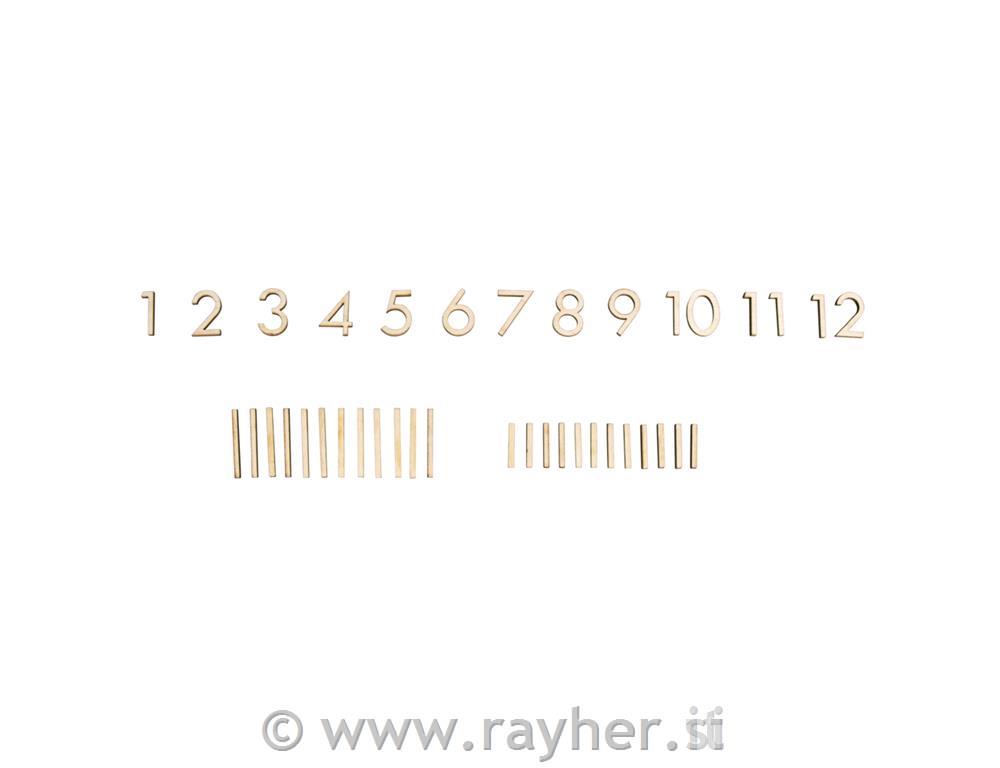 Lesene številke, natur, številke 1-12, 24xčrtice, set 39