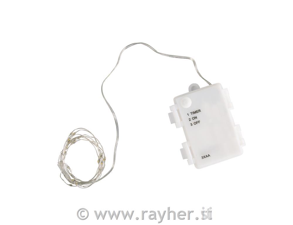 Mini LED string lights f.outdoor use130cm, 20 LEDs, battery modeyellow light