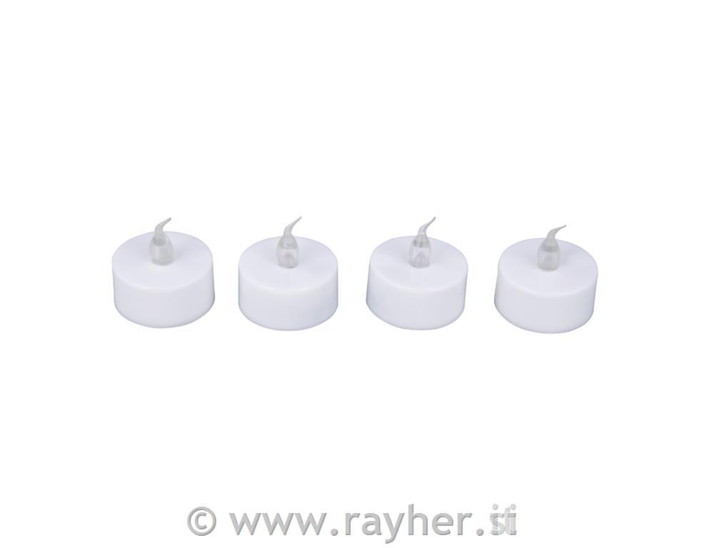 LED tea candles set 4eam, 12.5cm, with flickering effect and