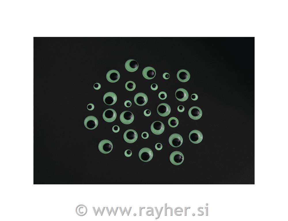 Očesa plastična, svetleča v temi, sort. 40 kosov