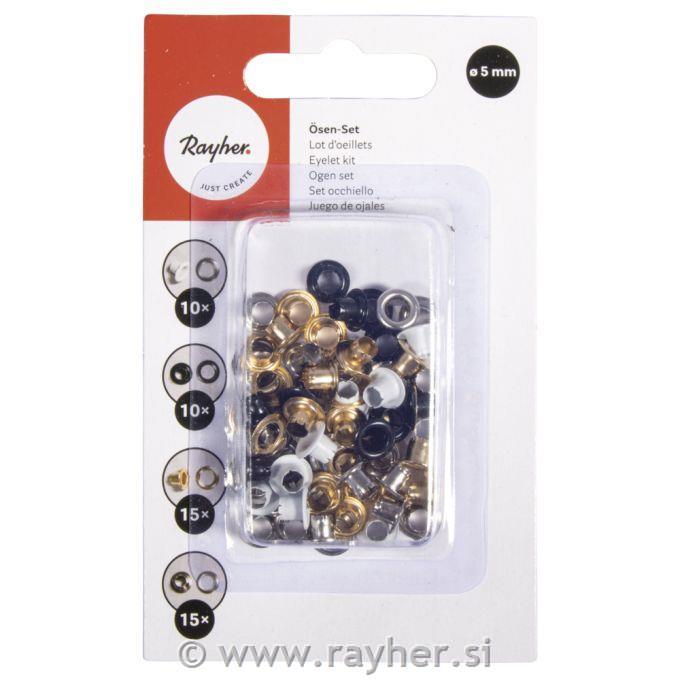 Eyelet kit 5 mm round 50 pcs