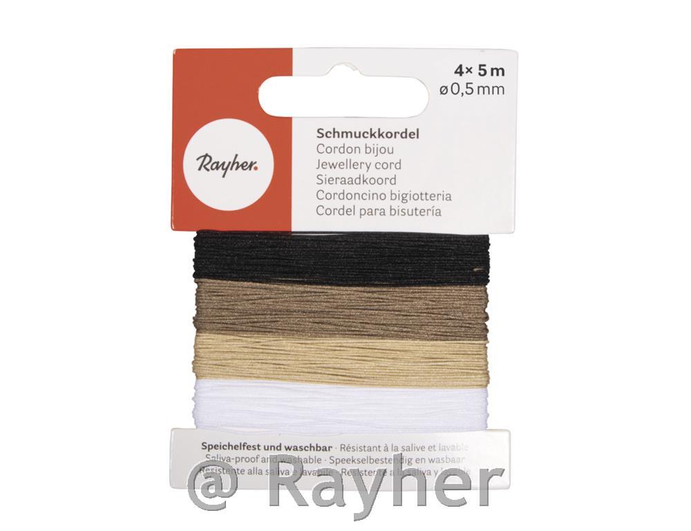 Vrvica za nakit 0,5 mm, naravni toni, 4 barve, 5 m vsake, 20 m