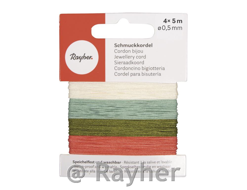 Vrvica za nakit 0,5 mm, barvna, 4 barve, 5 m vsake, 20 m
