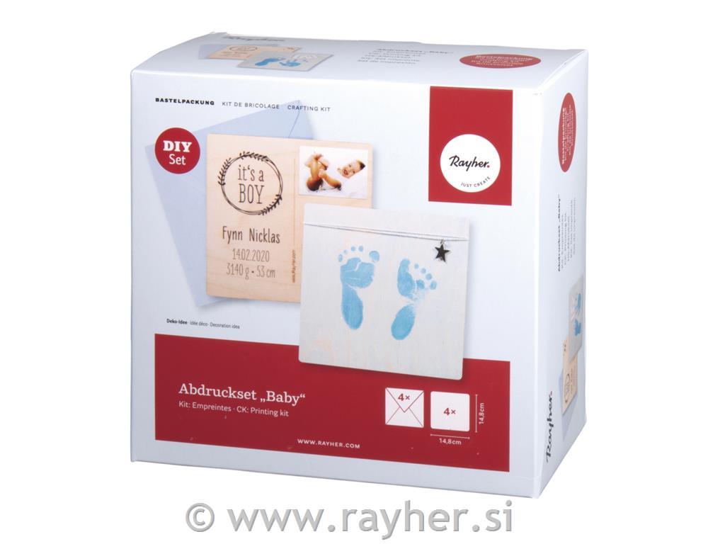 Ustvarjalni set: Odtis nogice/rokice "Baby", moder, 10-delni