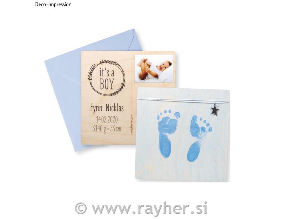 Ustvarjalni set: Odtis nogice/rokice "Baby", moder, 10-delni