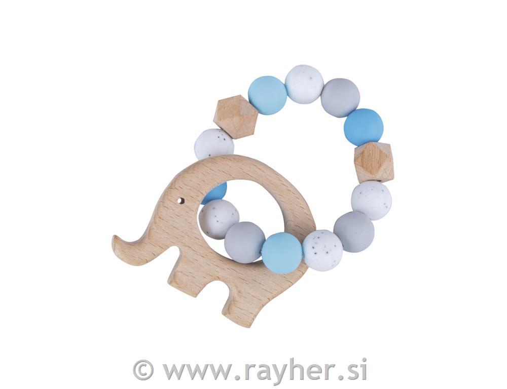 Ustvarjalni set: Igrača za grizenje Slonček, modra, 17-delni