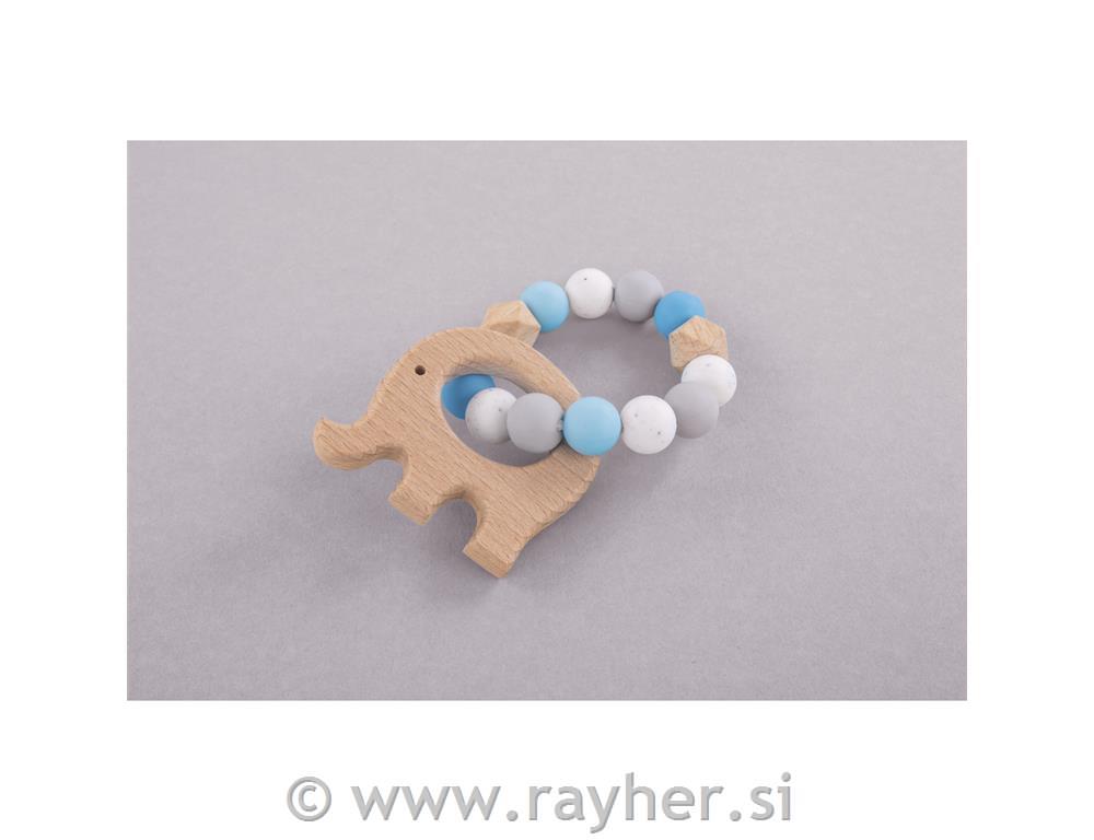 Ustvarjalni set: Igrača za grizenje Slonček, modra, 17-delni