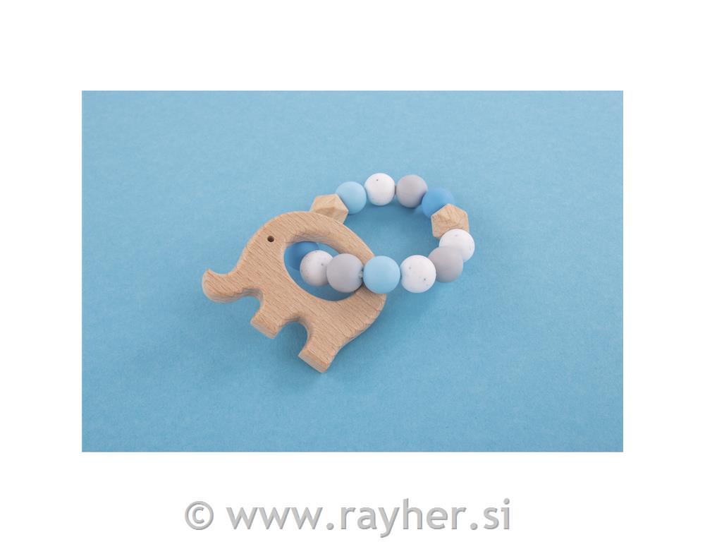 Ustvarjalni set: Igrača za grizenje Slonček, modra, 17-delni