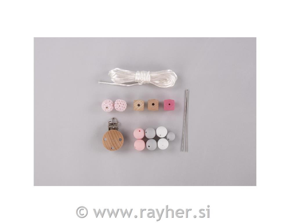 Ustvarjalni set: Držalo za dudo, pink, 15-delni