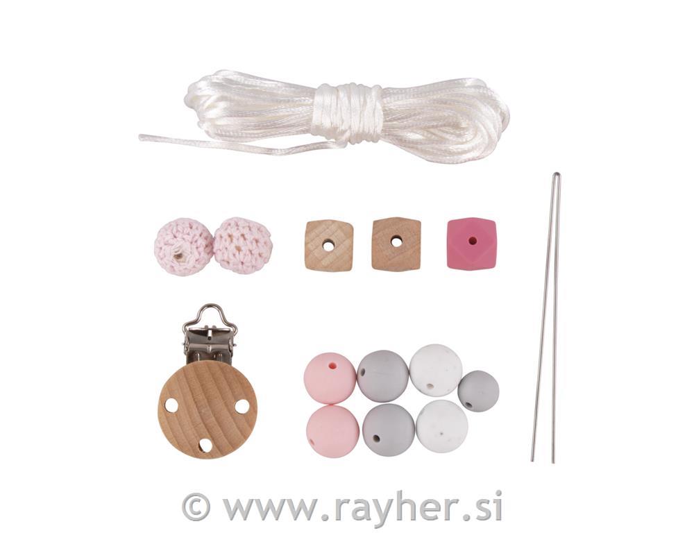 Ustvarjalni set: Držalo za dudo, pink, 15-delni