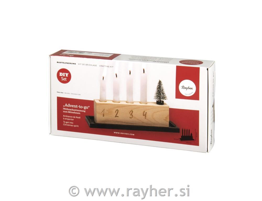 Wooden Advent calendar40x3.5x12cm, +2 wall mounts, box 1pc