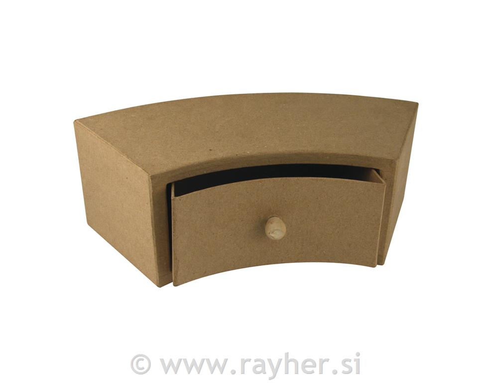 Predalnik iz papirne mase, 30x12x10 cm, pol-okrogel, 1 preda