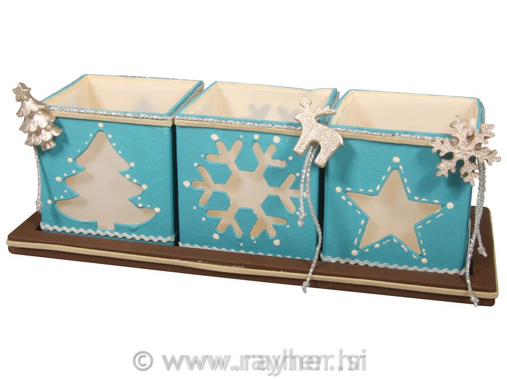 Svečnik iz papirne mase, 24,5x10x8cm, 4-delni