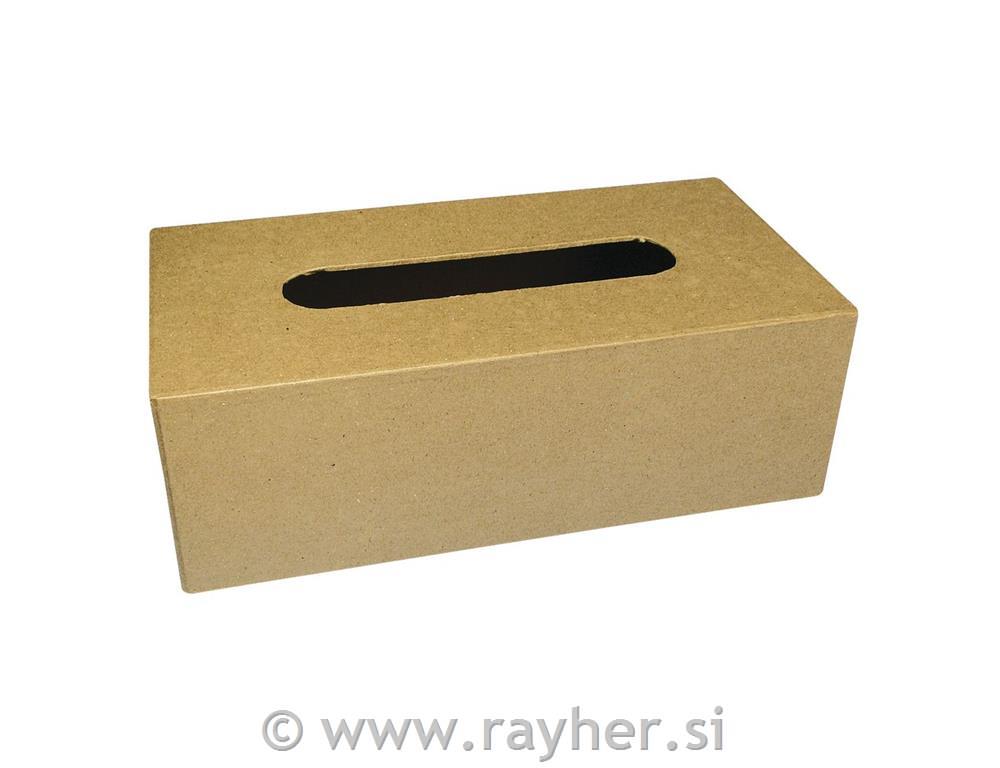 Škatla iz papmacheja za papirnate robčke, 5x12x7,5 cm