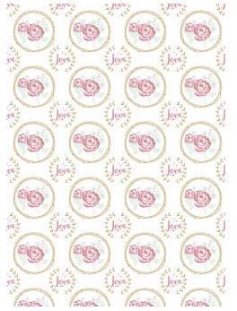 Karton Love Roses, bel, 213x310mm, 190 g/m2