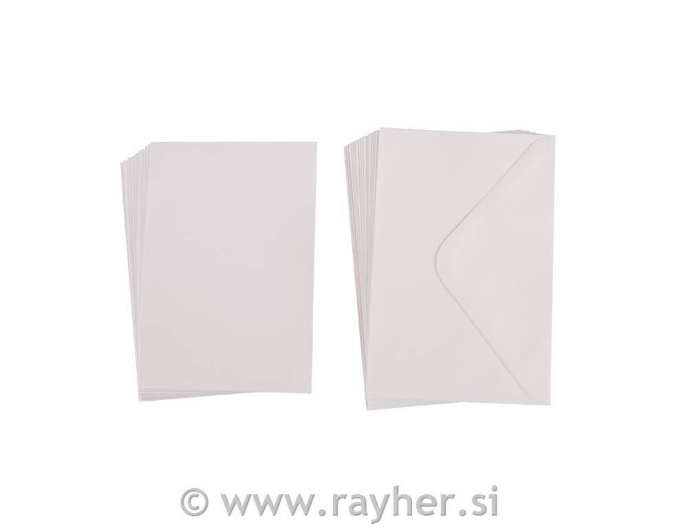 Set kuvert in vizitk B6, bele, 15 vizitk + 15 kuvert