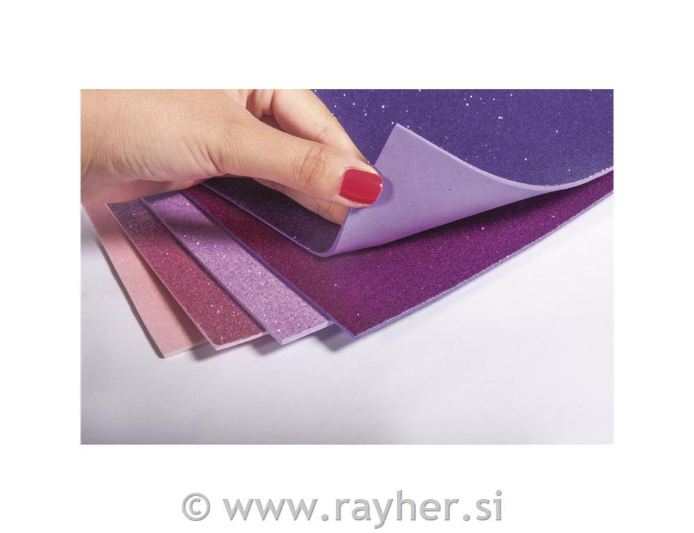 Penasta guma z blešč.,20x30cm, samolepilna, 5 kosov